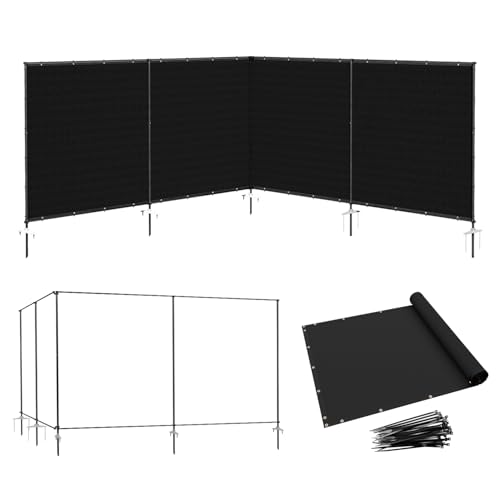 Coonoble 6' x 24' Black Outdoor Privacy Screen Freestanding 240