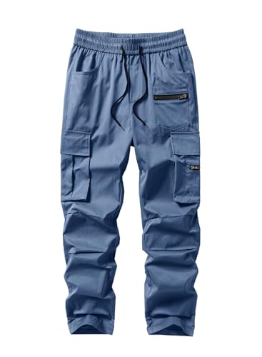 Jolicloth Cargohose Herren Outdoor Chino Cargo Jogginghose Lange Baggy Hose Sporthose Freizeithose Pants Elastische Taille Himmelblau M., 32.99 €