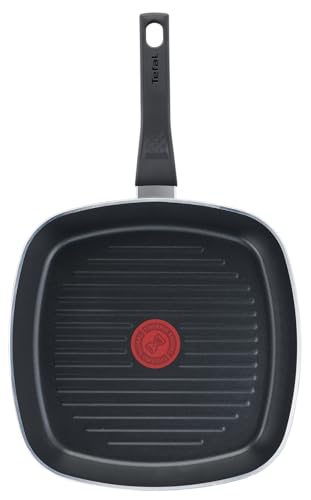Tefal - B55540 - Easy Cook & Clean - Poêle à griller - 26 x 26 cm - Tous feux sauf induction - Signal thermique - Cuisson saine - Noire