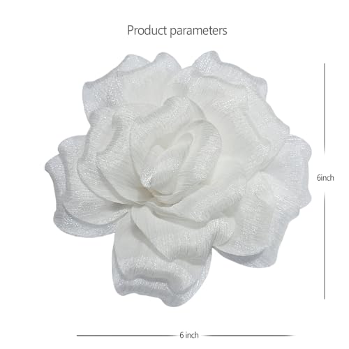 Image of Flash Camellia Flower Brooch Pin for Women Men Elegant Texture Fabric Dahlia Rose Floral Brooches Lapel Pins Dainty Wedding Holiday Party Costume Dress Accessories Jewelry