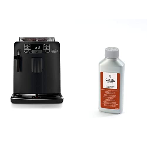 Gaggia Velasca Black Caffè in Grani o Macinato, RI8260/01, 1000W, Black, 100% Made in Italy RI9111/60 21001681 Soluzione Decalcificante, Flacone da 250 ml