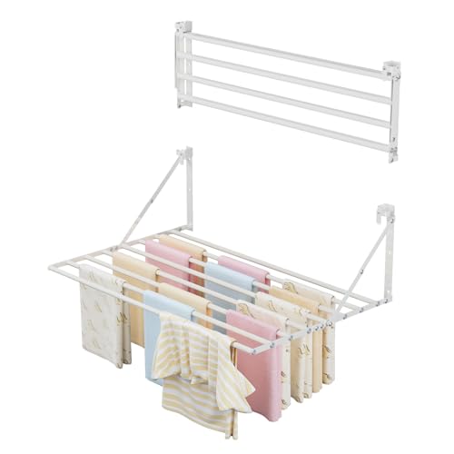 Innotic Séchoir à Linge Mural Pliable de 80 cm - Résistant à la Rouille - avec 8 Barres - Grand...