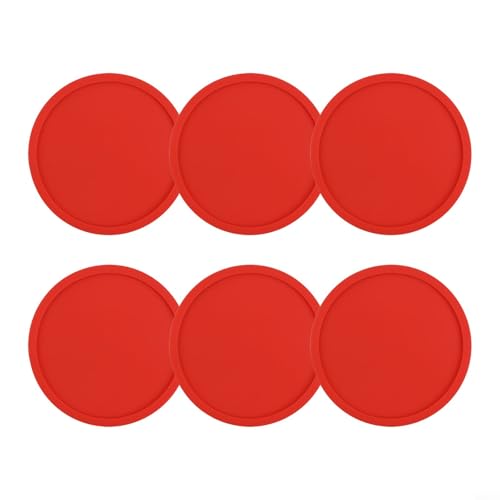 6 posavasos redondos de silicona antideslizantes para evitar la adherencia y daños por calor en mesas de madera y vidrio (rojo)