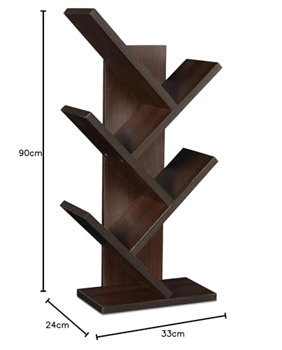 Image of SBF Furniture Tree Bookshelf Floor Standing Bookcase Free Standing Multipurpose Storage Rack for Books Magazines Organizer Showcase DIY (5 Tier - Brown, 5 Tier)