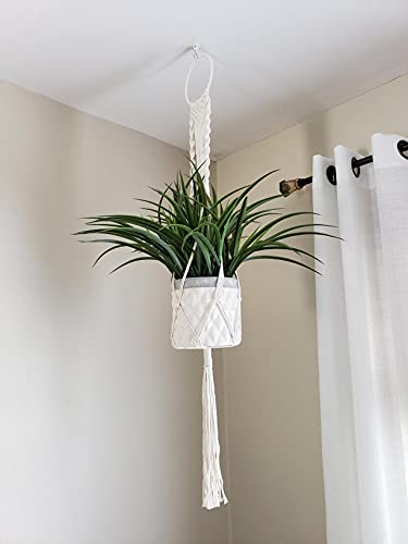Cuttte Macrame Plant Hangers, Indoor Outdoor Hanging Planter Basket, Hanging Plant Holders, Decorative Macrame Hangers, 4 Legs 43.3 Inch, Cream Color, Boho Decor #TOP7