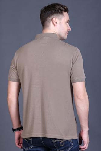 Image of GODFREY Striped Tshirt Shirts Men Cotton Polo T Shirt for Man with Pocket - Regular Fit Half Sleeve Collar T Shirts for Men