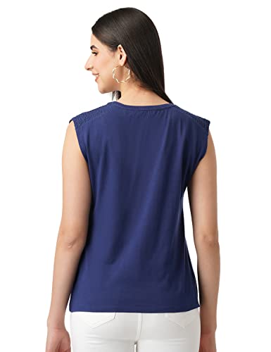 Image of FYLTR Women's Sleeveless Stretch Cotton Top with Smocked Shoulder