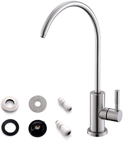WEWE Drinking Water Faucet for Kitchen Sink, Kitchen Water Filter Faucet Stainless Steel for Reverse Osmosis or Water Filtration System Beverage Non-Air Gap RO Faucet Brushed Nickel Finish