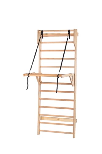 Beyond Balance Pilates Mobility Station; Wood Stall Bars with Push-Through and Roll-Down Bar Attachments (Beech Rungs, Oval Rungs)