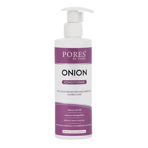 Image of PORES Be Pure Onion Hair Conditioner | Red Onion & Zinc for Thicker, Stronger Hair | Reduces Hair Fall & Frizz | Deep Nourishment for Dry, Weak Hair | Unisex - 250 ml