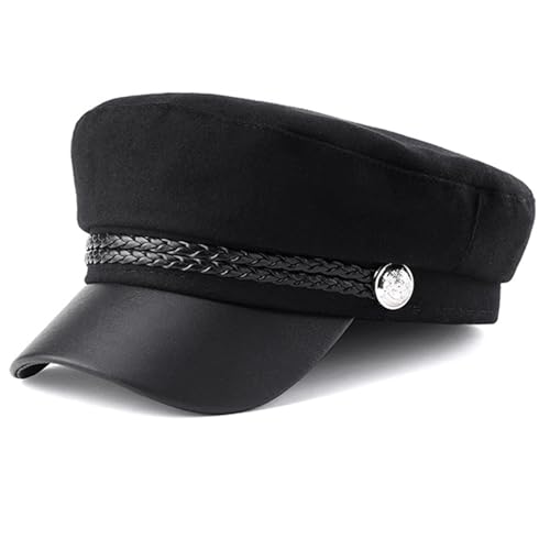 CiviLight Newsboy Caps Fiddler Caps Cabbie Hat Sailor Fisherman Cap Baker Halloween Page Boy Costume Peaked Beret Cap (Sliver Button)