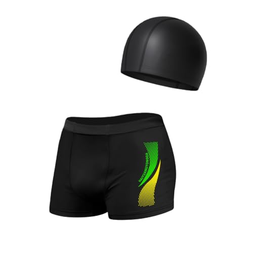 Short de bain homme séchage rapide léger et bonnet de natation tissu élastique