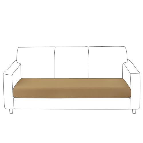 Image of HOKIPO 100% Waterproof Stretchable Elastic Seat Cushion Cover, 3 Seater, Camel (AR-5354-CML)