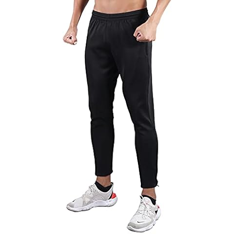Shinestone Men's Skinny Sportswear Soccer Training Pants Fitness Pants Casual Pants (Small, 6602-Black) Cover