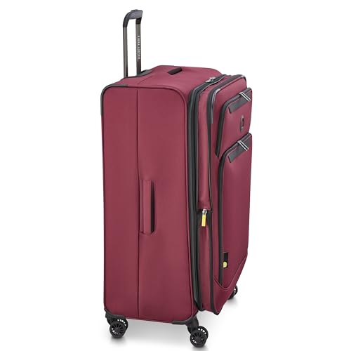 Image of DELSEY PARIS Sky Max 3.0 Checked Suitcase 28 Inch Large, Lightweight Softside Expandable Luggage, Spinner Wheels, Soft Touch Handle, Burgundy