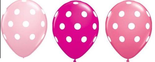 30ct Assorted Pink Polka Dot Latex Balloons