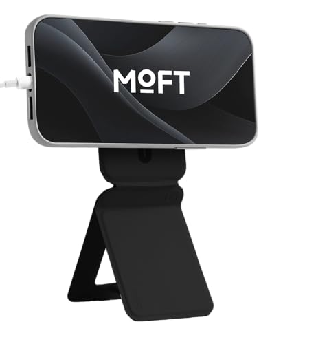 MOFT Handy Stativ Ständer, Magnetische Handy Ständer Stativ für Smartphone, MOVAS Veganes Leder Mini Stativ für iPhone 17/16/15/14/13/12 Serie mit Winkeleinstellung & Starken Magneten (Tiefes Schwarz)