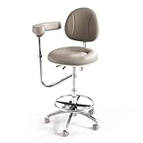 Viviange Ergonomic Dental Saddle Stool - Adjustable Rolling Dentist Chair with Back Support for Hygienists, Assistants - Medical Office & Salon Use -Grey
