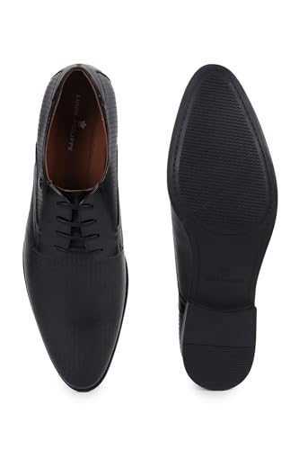 Image of Louis Philippe Men Premium Leather Breathable Lining Material Anti Slip with Heel TPR Sole Formal Derby Shoes