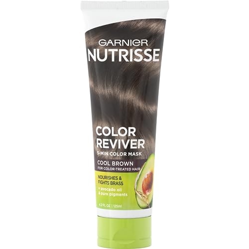 Image of Garnier Hair Color Nutrisse Color Reviver 5 MIN Hair Mask, Cool Brown to Nourish & Fight Brass, 4.2 Fl Oz, 2 Count (Packaging May Vary)