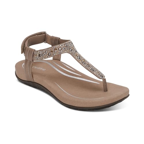 Aetrex Women's Marni Orthopedic Slingback Thong Sandals – Adjustable T-Strap Women Sandals with Arch Support for All-Day Comfort