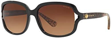 COACH Woman Sunglasses Black Frame, Brown Gradient Lenses, 57MM