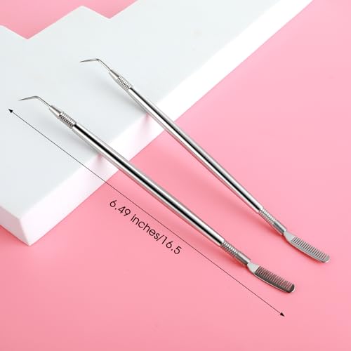 2 Pieces Eye Lash Separator Tool Lash Lift Tinting Tint Tool Lash Lift Rods Tool Perm Extension Separation Comb Lash Lift Kit for Eyelashes Eyebrows Tinting Perm Curling Extensions Supplies(Silver) - Image 2