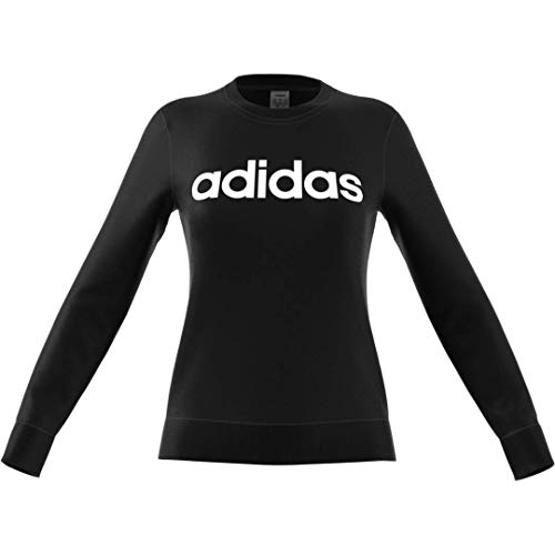 adidas Essentials Women's Linear Crewneck Sweatshirt, Black/White, Large