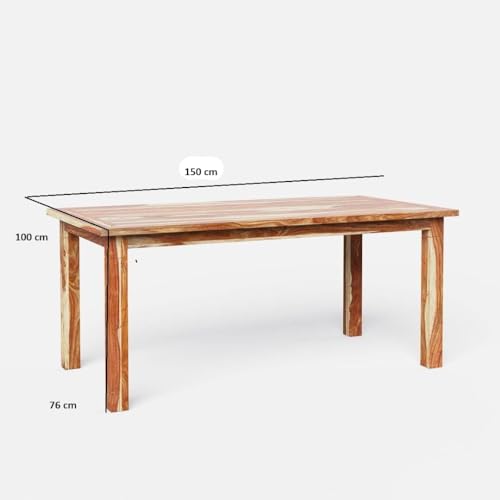 Image of Wooden Dining Table, Natural Oak, Rectangular, Modern Style, 6 Seater, Assembly Required (Honey Dining and Walnut Chair, (6 seter) 1 Table) (150 cm x 100 cm x 76 cm)
