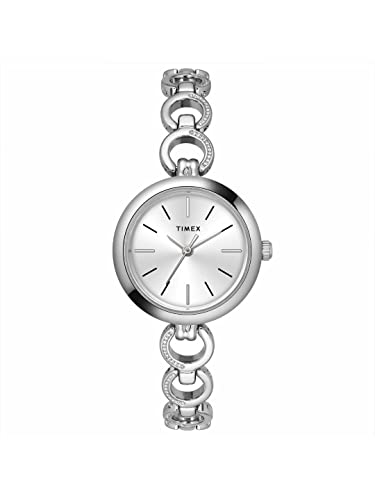 TIMEX Classics Collection 3 Hands Women’s Analog Silver Dial Coloured Quartz Watch, Round Dial with 26mm Case Width – TWEL11432