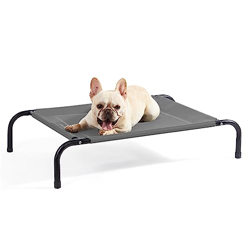 Bedsure Outdoor Elevated Dog Bed Medium Size Dog, Portable Indoor & Outdoor Cooling Raised Cot Pet Hammock Bed with Skid-Resistant Feet, Frame with Breathable Mesh, Grey, 43 inches by Bedsure - Used condition - US$28.24