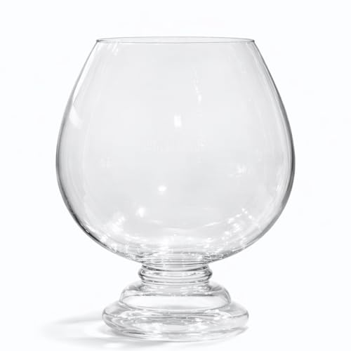 Image of Glass Fish Bowl /Terrarium Wine Cup Shape Clear Glass Aquarium for Fish, Plants & Pebbles, Decorative Centerpiece for Home, Living Room, Office & Balcony (12 Inch)