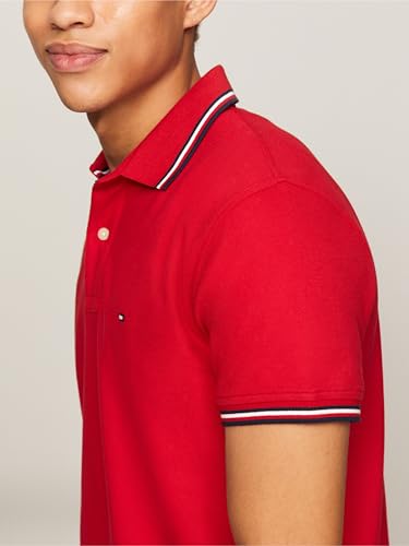 Camisetas polo casuales para hombre de Tommy Hilfiger, manga corta, corte regular con estiramiento y diseños en puños miniatura 2
