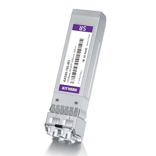 REDLUX 10G SFP+ トランシーバー、SFP+モジュール、850nm MMF、デュアルLCコネクタ、最大300メートル、Cisco SFP-10G-SR、Meraki、Ubiquiti UniFi UF-MM-10G、Fortinet、Netgearなどに対応のサムネイル
