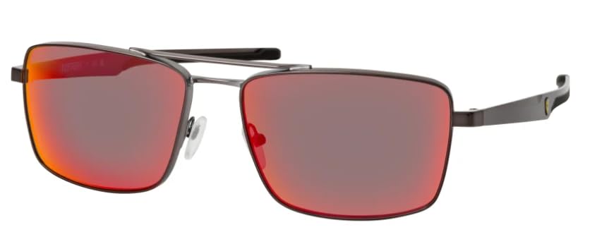 FERRARI SCUDERIA Men's Rectangular Sunglasses Dark Gunmetal/Mirror Red 60MM