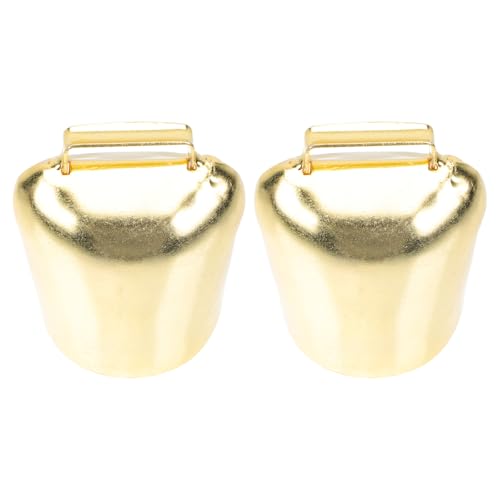 VANZACK Campanas para Ganado Agrícola de Metal Campanillas Antirrobo Ruidosas Grandes 62g Color Dorado 2 Piezas Accesorios para Pastoreo y Decoración Rural