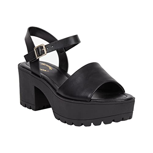 Womens Sandals Open Toe Lug sole Block Heeled Platform CHECA3