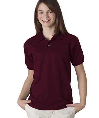 Polo Gildan Youth Dryblendjersey 8800B Cinza 50 50, Maroon, Medium