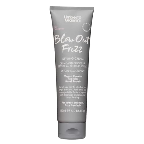 Umberto Giannini Blow Out Frizz Hair Styling Cream 5 fl Oz - with Heat Protection up to 230°C - Vegan Kertain Bond Repair Formula for All Types of Frizzy & Damaged Hair - Vegan & Cruelty-Free