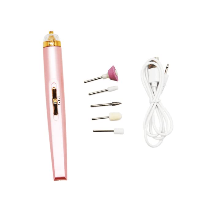 Portable Electric Nail Drill Kit Pen Sander Acrylic Gel Removal Nail File Kit with 5 Nail Drills Pedicure Rotary Carving Nail Art Tool (5 in 1)