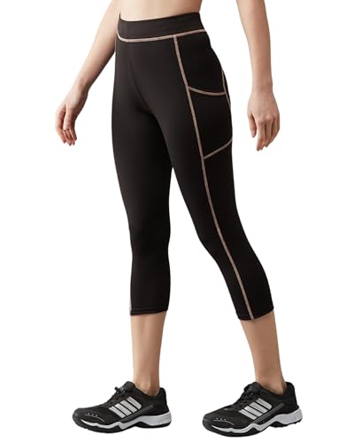 Image of BLINKIN Women's 3 /4 Gym Wear Tights for Women with Side Pockets : Perfect for Active Wear, Yoga & Workout - The Ultimate Gym Pants for Woman & Girls (015)