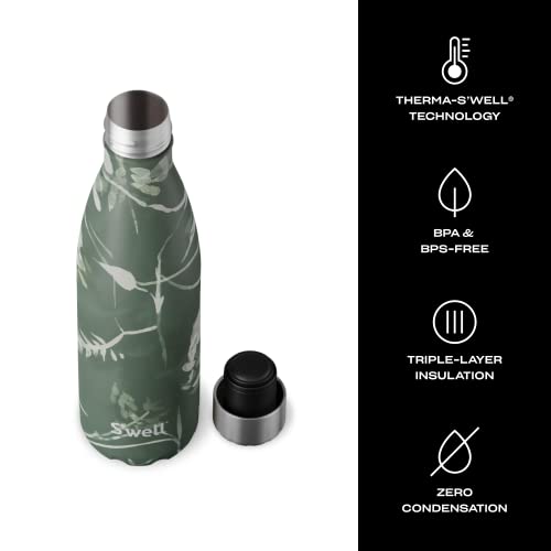 S'well Stainless Steel Water Bottle 17 Ounces Green Foliage Triple Layered Vacuum Insulated Containers Keeps Drinks Cold for 36 Hours and Hot for 18 Perfect for On The Go - Image 3