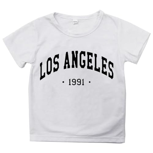 Generic Shirts for Teen Kids Boys Girls Casual Crew Neck Short Sleeve Letter Tops Girls Size 6 Long Sleeve Shirts White, 13-14 Years2