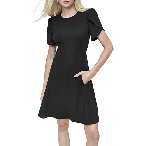 Image of DKNY Women's Tulip Sleeve Fit & Flare Mini Dress