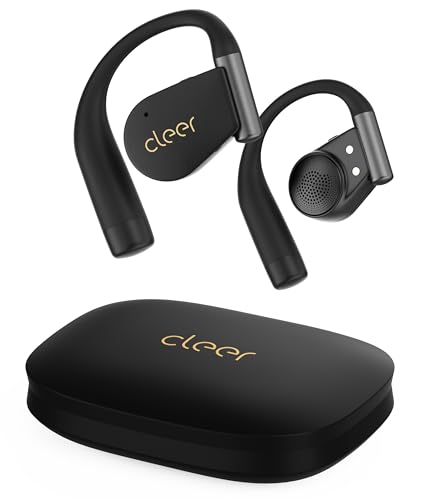 Cleer ARC 4 Plus Open Ear Earbuds,True Wireless Bluetooth Earphones with Dolby Audio and Head Tracking, Earhook Earbuds with 34H Playtime, IPX7 Waterproof Sports Headphones for Workout, EQ, Black