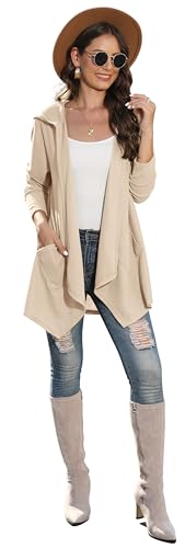 Image of VIISHOW Womens Lightweight Casual Hoodie Cardigans Open Front Waffle Knit Long Sleeve Outwear Coat with Pockets