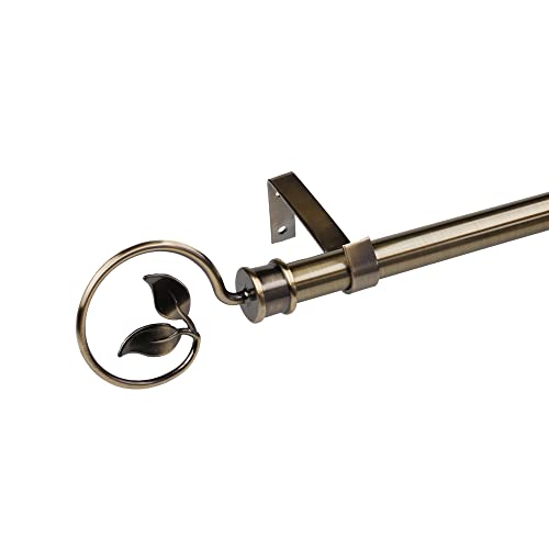 LOLAhome Set de Barra de Cortina Extensible de 122 a 211 cm, 2 escuadras y 2 terminales Color Bronce de Metal