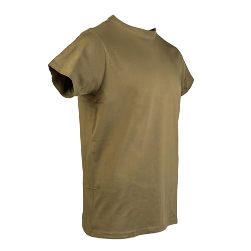 Mil-Tec US Style T‑Shirt Herren • Klassisches Bundeswehr T-Shirt aus Baumwolle mit Rundhals Ausschnitt • Hochwertiges & weiches Basic Shirt für Alltag, Outdoor, Arbeit • Braun, XL