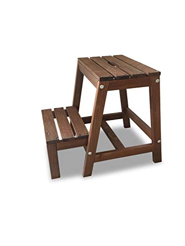 GartenDepot24 Marchepied Tabouret pliant en bois de hêtre 2 marches Marron l 38 x P 54 x H 45 cm Cover