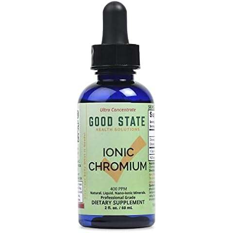 Good State | Ionic Chromium | Natural | Liquid Concentrate | Nano Sized Mineral Technology | Professional Grade | 10 Drops Equals 200 mcg | 1.6 Fl oz Bottle Cover
